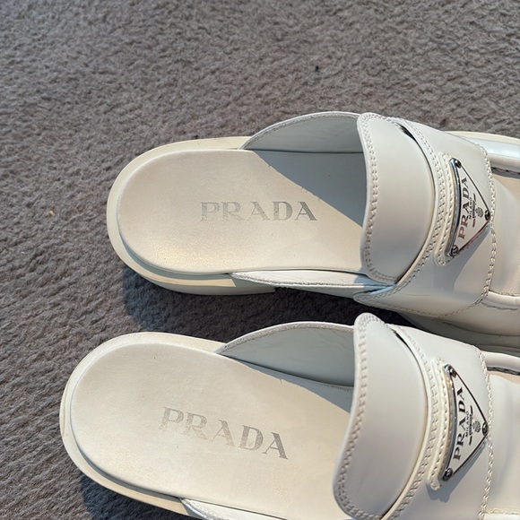 Prada White Open-Back Mule Loafers - Picture 7 of 16